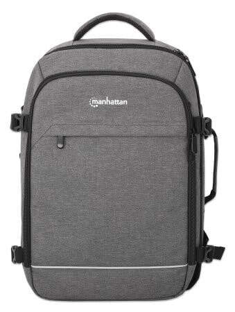 Manhattan Rome Notebook Travel Backpack 17.3" - Two Sleeves for Most Laptops Up To 17.3" and Tablets Up To 11" - Aircraft-friendly Carry-on - 40L Capacity - Multiple Accessory Pockets - Three Soft Clamshell Cases - Two Handles - Stowable Shoulder Straps - Light Gre