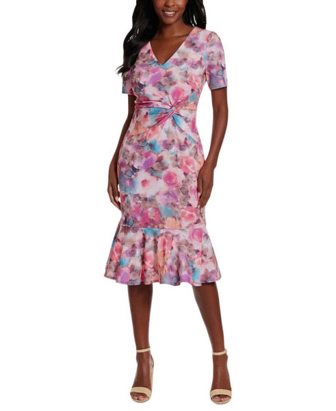 Petite Twisted Floral Fit & Flare Dress