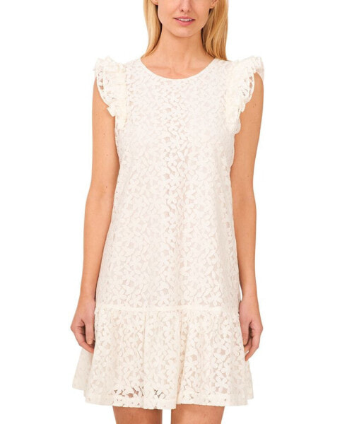 Women's Floral Lace Ruffle Sleeve Mini Dress