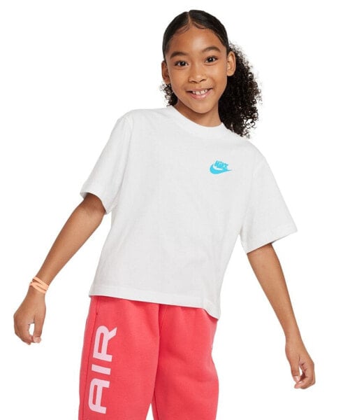 Big Girls Sportswear Boxy Logo Graphic Cotton T-Shirt