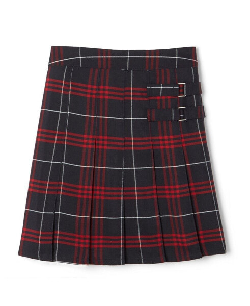 Big Girls Adjustable Waist Plaid Two-Tab Scooter Plaid Skirt