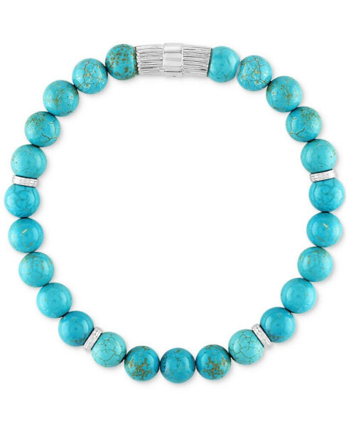 Reconstituted Turquoise Beaded Stretch Bracelet in Sterling Silver, Created for Macy's