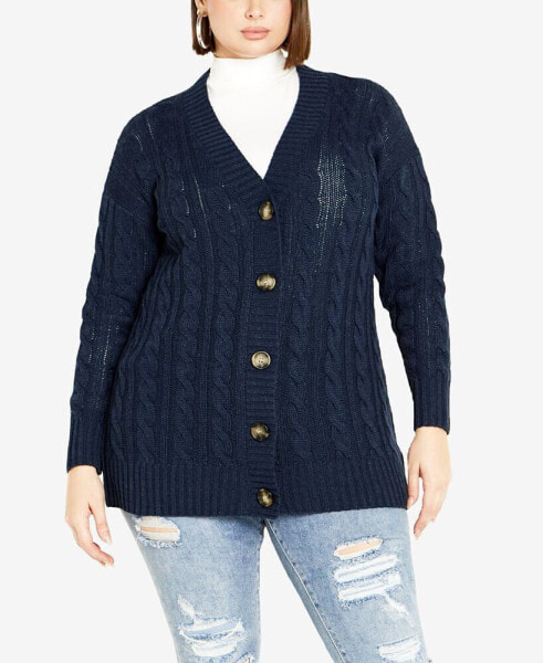 Plus Size Cara Cable V-neck Cardigan Sweater