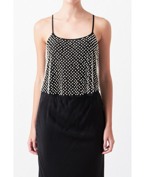 Women's Pearl Embellished Cami Top