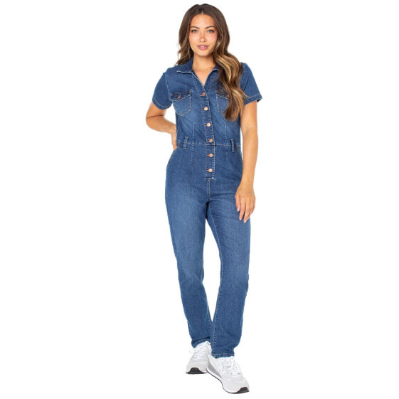 Celebrity Pink Juniors Slim Fit Boilersuit Women's XS Blue Cotton Pockets Solid