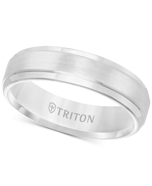 Men's White Tungsten Carbide Ring, Comfort Fit Wedding Band (6mm)