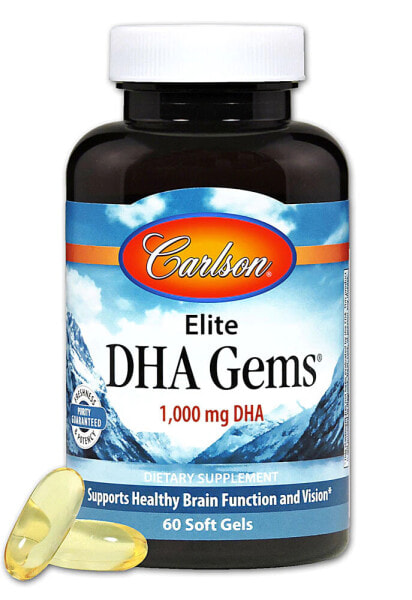 Carlson Elite DHA Gems   ДГК для здоровой функции мозга и зрения 1000 мг 60 гелевых капсул