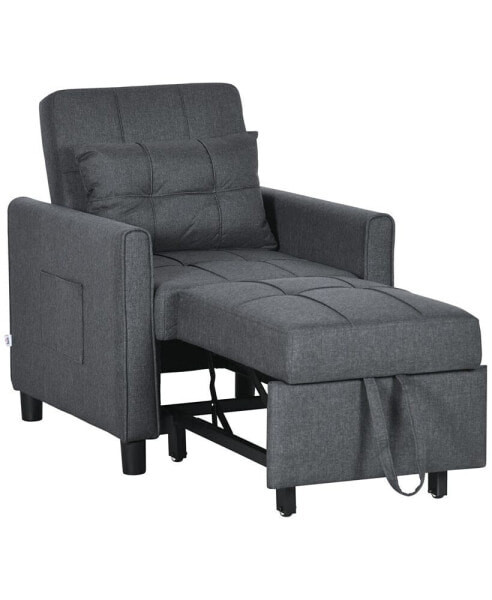 Кресло-кровать с регулируемой спинкой HOMCOM 3-в-1, серое