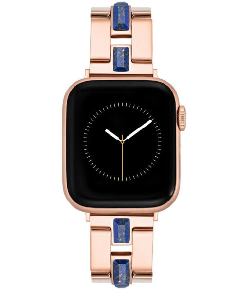 Women's Rose Gold-Tone Alloy with Blue Lapis Gemstone Accents Link Bracelet Compatible with 38mm/40mm/41mm Apple Watch