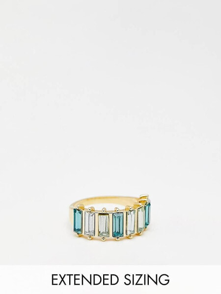 DesignB London baguette crystal ring in green