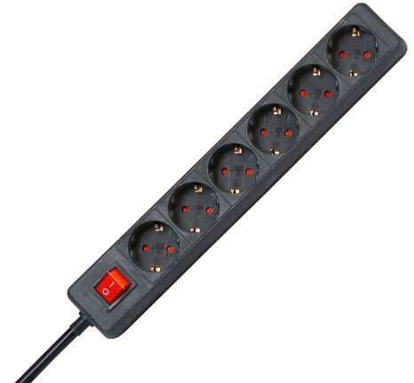 Heinrich Kopp Kopp 120915006 - 1.4 m - 6 AC outlet(s) - Indoor - Type F - Black,Red - 16 A