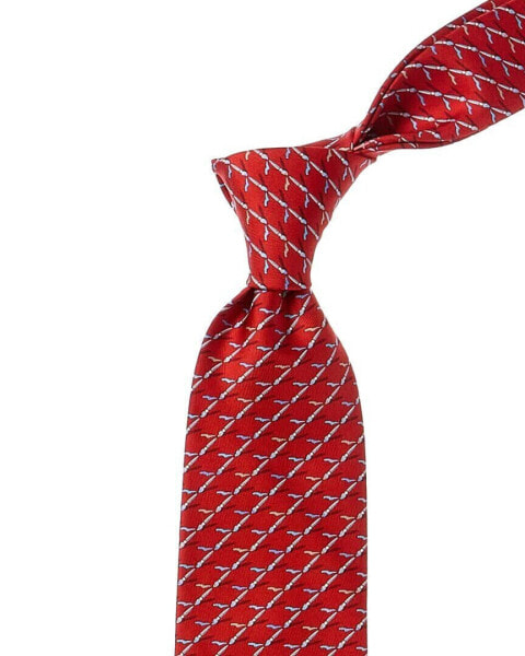 Ferragamo Red Paintbrushes Silk Tie Men's Red Os