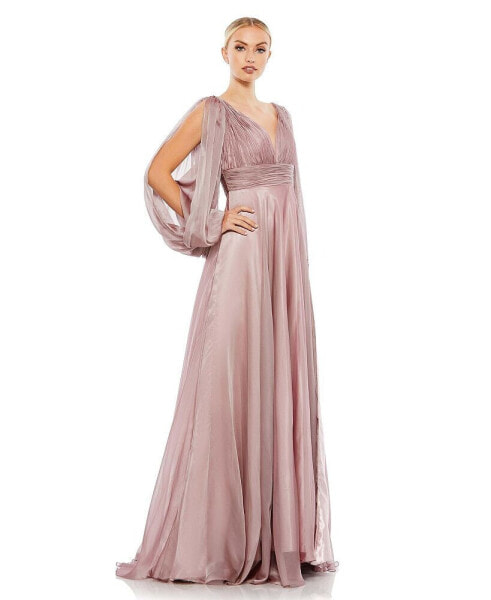 Women's Chiffon Open Sleeve A Line Gown