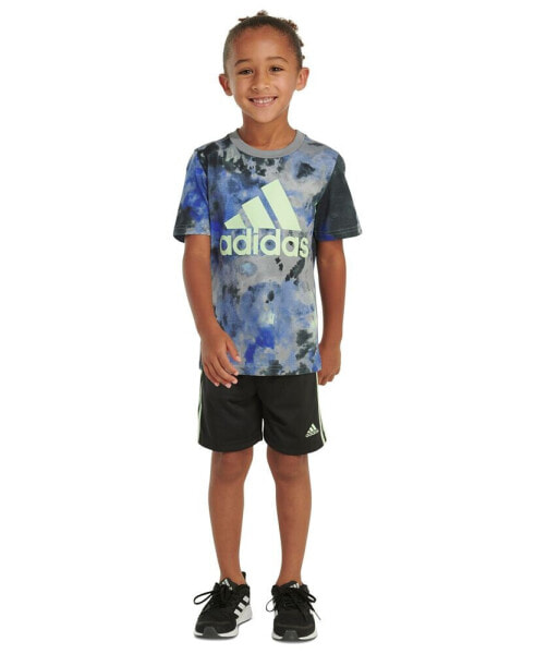 Little & Toddler Boys Printed T-Shirt & 3-Stripe Shorts, 2 Piece Set