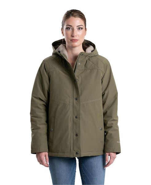 Plus Size Softstone Micro-Duck Hooded Coat
