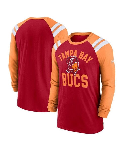 Мужская футболка Nike Красная, Оранжевая Tampa Bay Buccaneers Classic Arc Raglan Tri-Blend с длинным рукавом