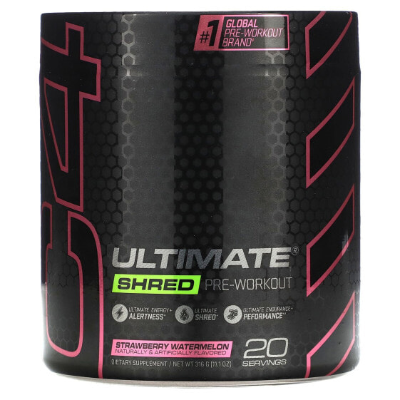 Предтренировочный комплекс Cellucor C4 Ultimate Shred, клубника арбуз, 316 г (11.1 унции)