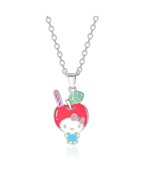 Sanrio Enamel and Pink Cyrstal Cafe 3D Apple Head Pendant, 16+ 2'' Chain