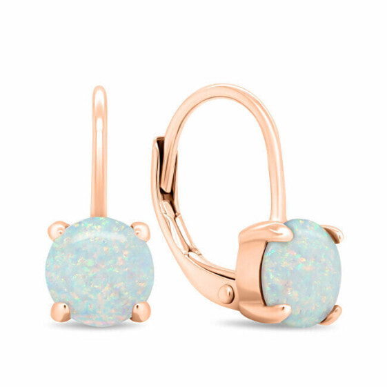 Charming gold-plated earrings with synthetic opals EA370R