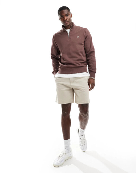 Fred Perry half zip sweatshirt in brown