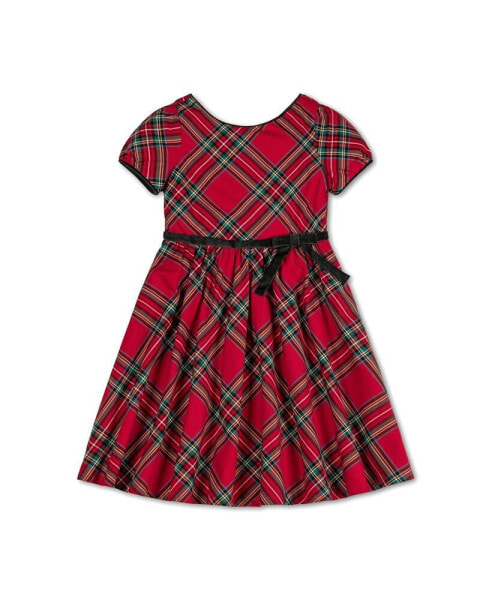 Baby Girls Puff Sleeve Party Dress with Velvet Trim