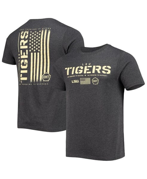 Men's Heathered Black LSU Tigers OHT Military-Inspired Appreciation Flag 2.0 T-shirt