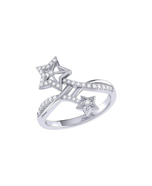 Stars Entwined Design Sterling Silver Diamond Women Ring