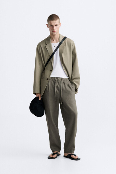 100% linen jogger waist trousers