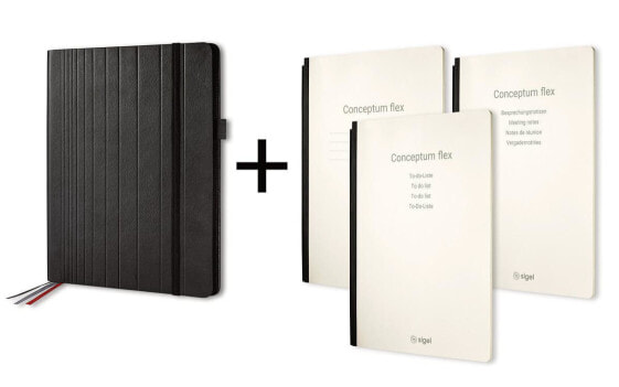 Sigel CF132 - Cardboard - Leather - Black - A4 - Business Card - Document pocket - 245 mm - 310 mm
