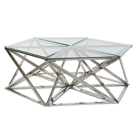 Кофейный столик DKD Home Decor Серебристый Стеклянный Сталь Пластик 137,5 x 120,5 x 46 cm
