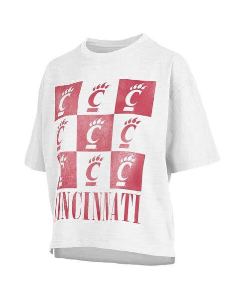 Women's White Distressed Cincinnati Bearcats Motley Crew Andy Waist Length Oversized T-shirt