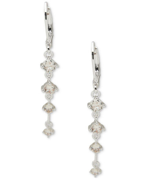 Silver-Tone Crystal Linear Drop Earrings