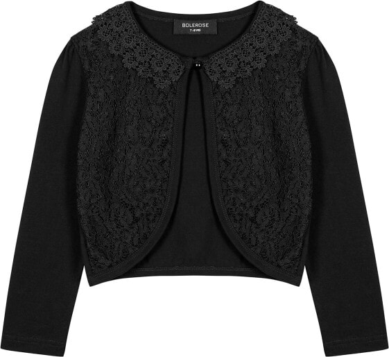 Bolerose Girls Long Sleeve Floral Lace Bolero Cardigan Kids Shrug