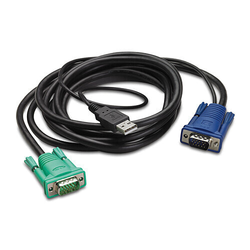 APC AP5822 - 3.66 m - Black - USB-A - HD-15 - 165 mm - 50 mm