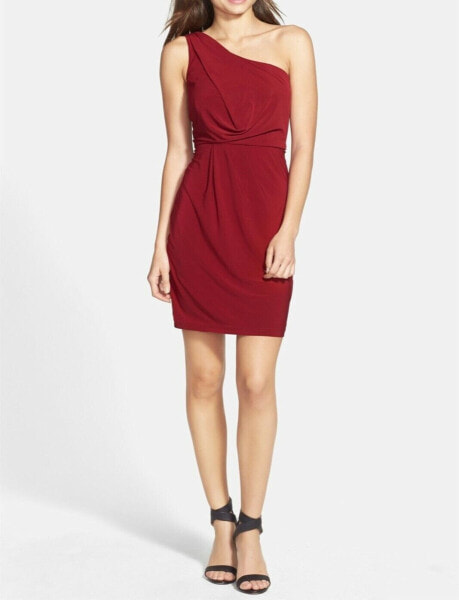 Hailey Adrianna Papell Womens Rogue Jersey One-Shoulder Sheath Dress Size 10
