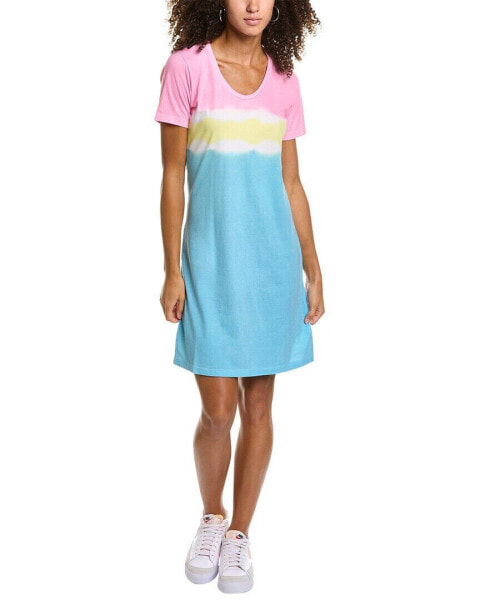 Sol Angeles Spring Dip Dye T-Shirt Dress Women's Blue Xs