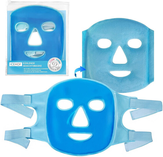 ICEHOF Cooling Mask Face with Velcro Fastening, Can be Used on Both Sides (Plush Fabric), with High-Quality Gel for Optimal Cooling, Cooling Pads, Face Cooling Face Mask, with Storage Bag