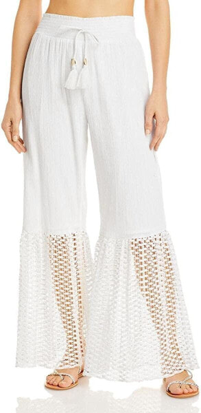 Surf Gypsy 285305 Womens Smocked Tassel Pants Swim Cover-Up White, Size Medium