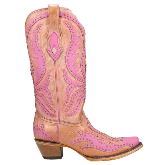 Corral Boots Glow In The Dark Embroidery Tooled Inlay Studded Snip Toe Cowboy W