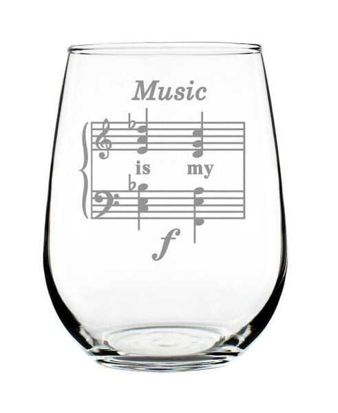 Music is my Forte Musician Gifts Stem Less Wine Glass, 17 oz