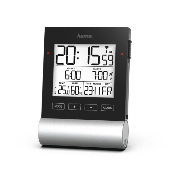 Hama Black Line S - Digital alarm clock - Rectangle - Black - Battery - 1 pc(s)