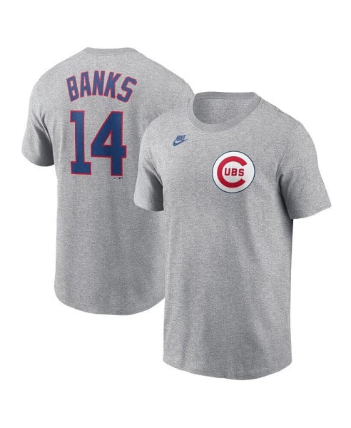Men's Ernie Banks Heather Chicago Cubs Cooperstown Collection Fuse Name Number T-Shirt