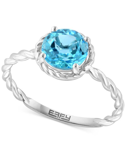 EFFY® Blue Topaz Rope-Framed Ring (1-1/2 ct. t.w.) in Sterling Silver