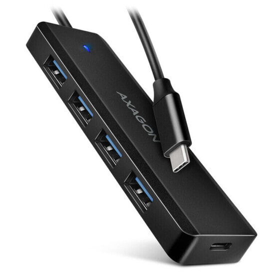 AXAGON HUE-C1C Superspeed USB-C Travel Hub, 4x USB 3.0 - 20cm, schwarz