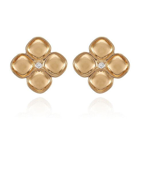Gold-Tone Clip On Button Earrings