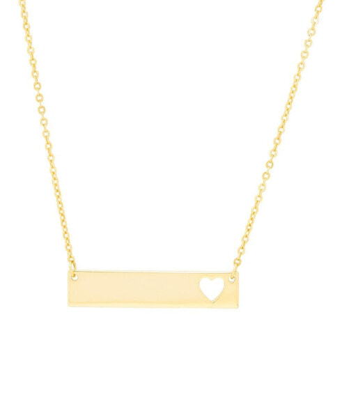 Gold Plated Bar with Cut Out Heart Necklace