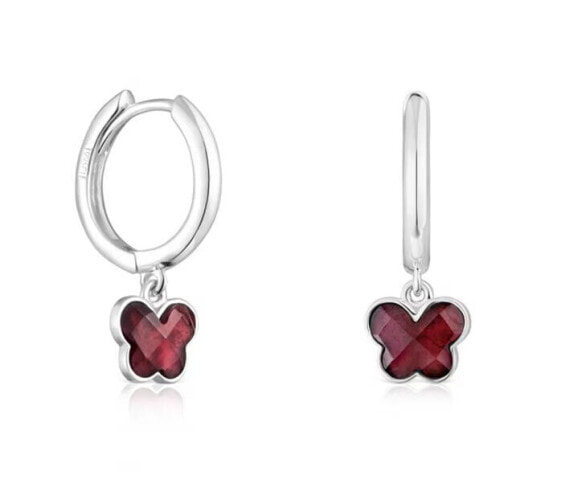 Decent hoop earrings with rhodolite 1003874300