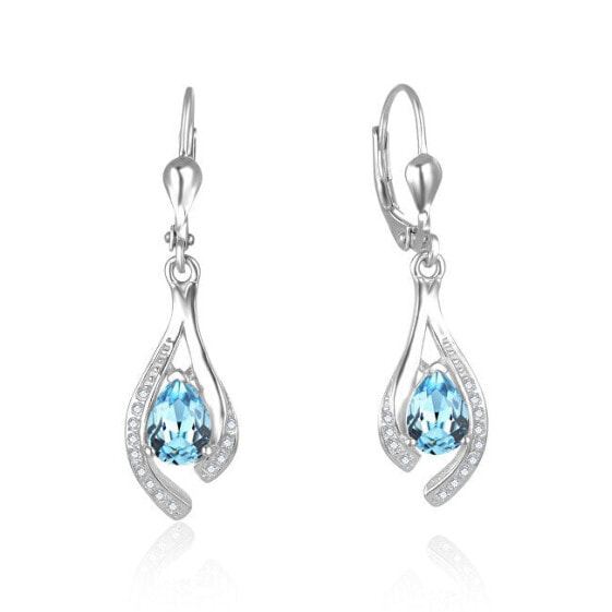 Gorgeous silver earrings with light blue zircons AGUC2693-T