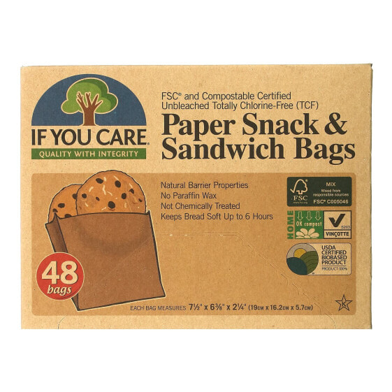 Paper Snack and Sandwich Bags, 48 Bags