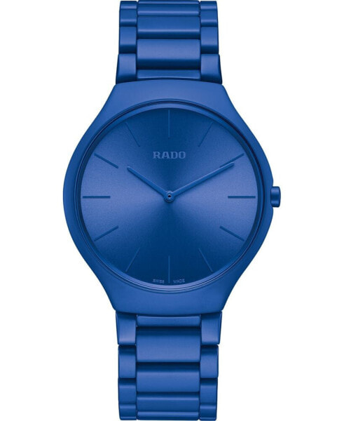 Unisex Swiss True Thinline Les Couleurs Le Corbusier Blue High-Tech Ceramic Bracelet Watch 39mm